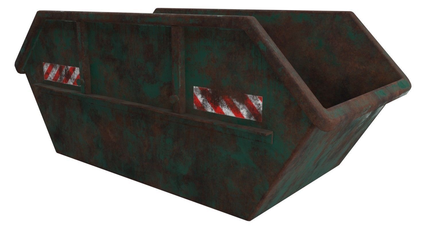 Skip 1 Lowpoly metal storage box Low-poly 3D model_1