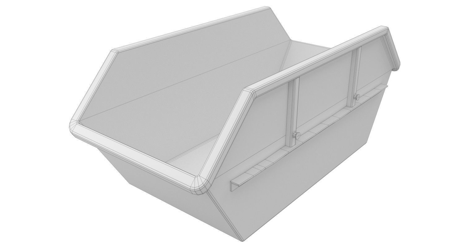 Skip 1 Lowpoly metal storage box Low-poly 3D model_4
