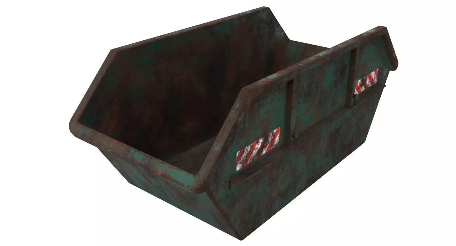 Skip 1 Lowpoly metal storage box Low-poly 3D model_0