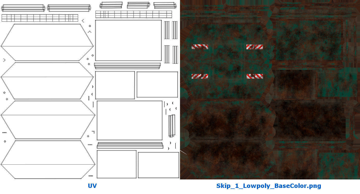 Skip 1 Lowpoly metal storage box Low-poly 3D model_5