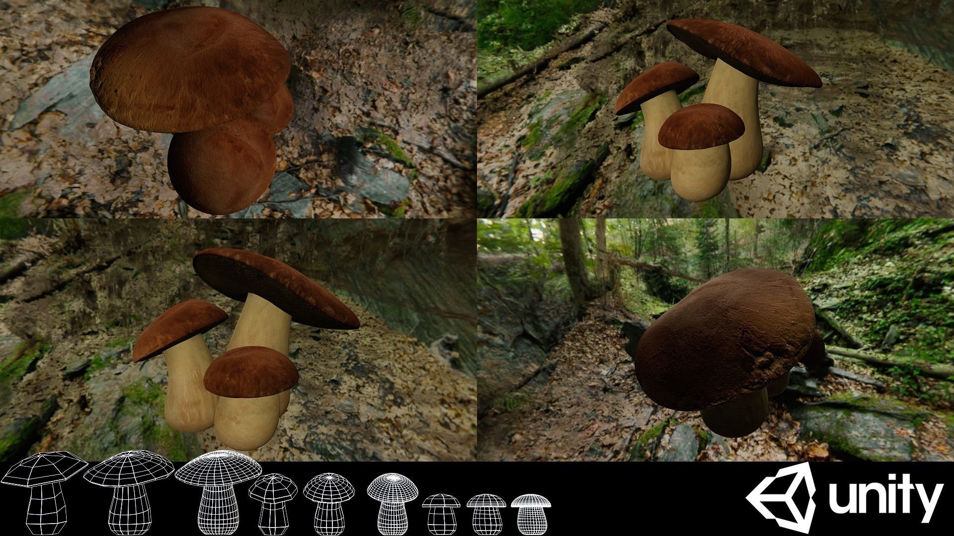 Game ready PBR Mushrooms 3D model SET 1 fungi and their healt... Low-poly 3D model_4