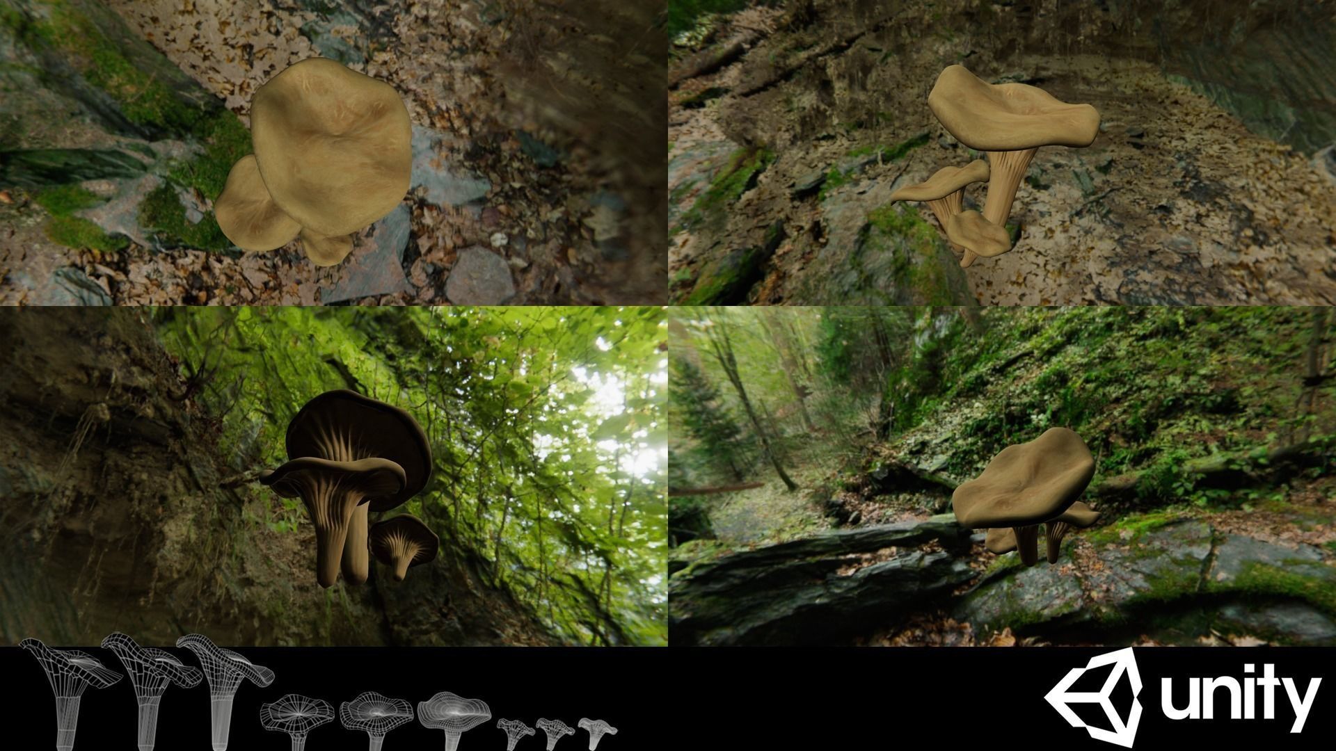 Game ready PBR Mushrooms 3D model SET 1 fungi and their healt... Low-poly 3D model_5
