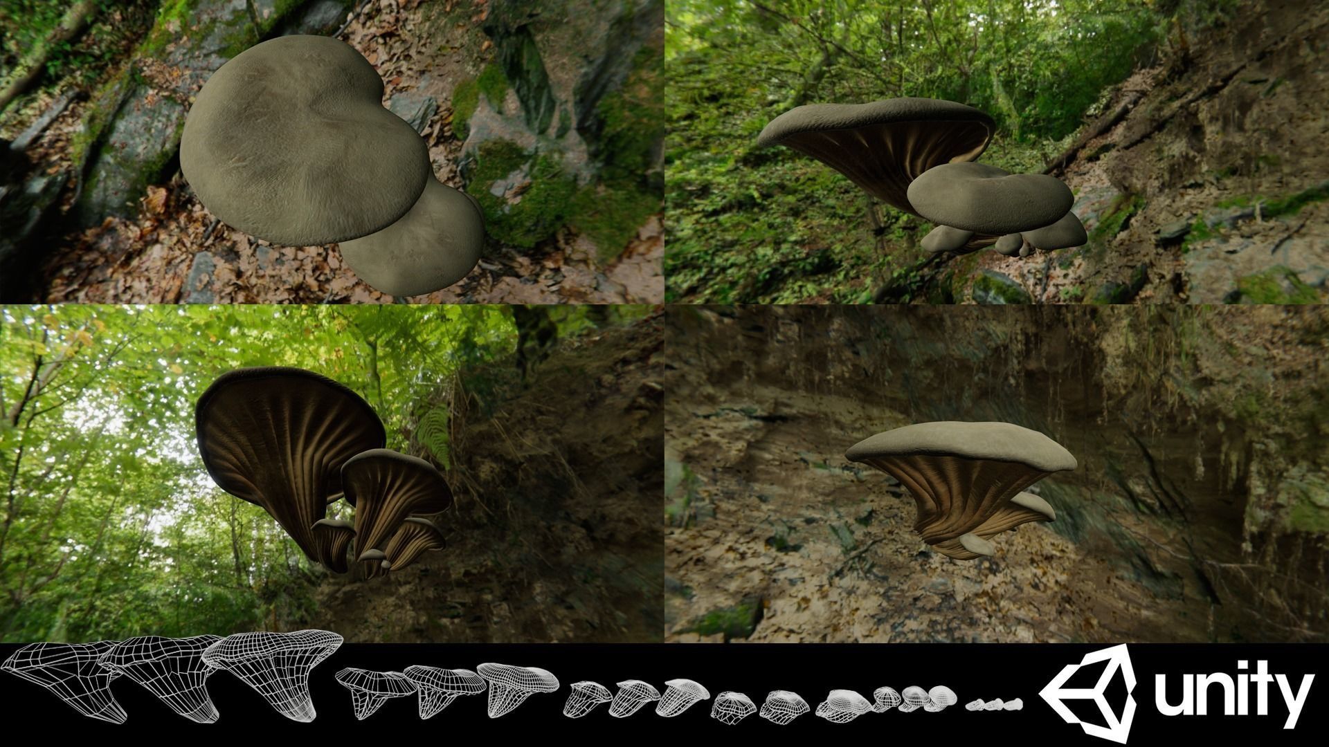 Game ready PBR Mushrooms 3D model SET 1 fungi and their healt... Low-poly 3D model_6