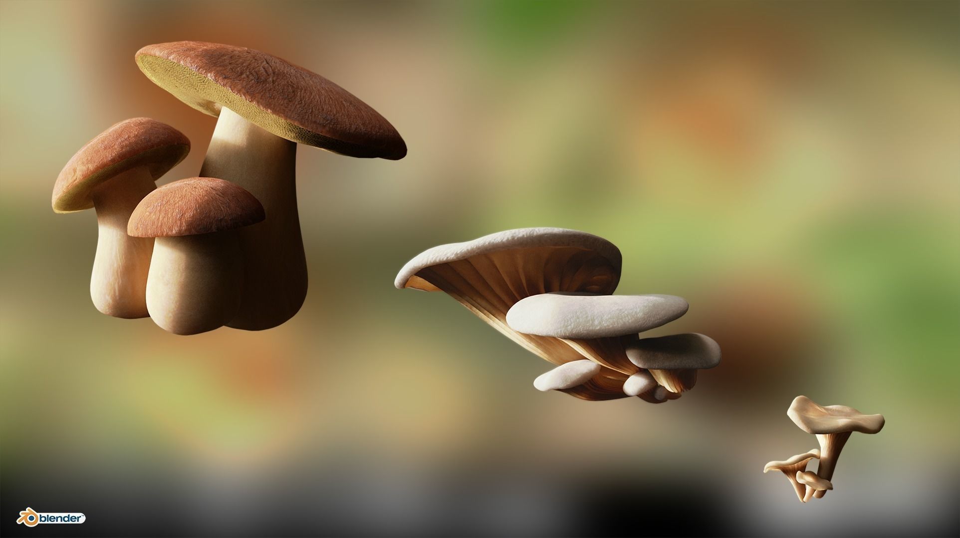 Game ready PBR Mushrooms 3D model SET 1 fungi and their healt... Low-poly 3D model_0