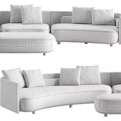 Bezier Cord Outdoor Sofa 3D model 4