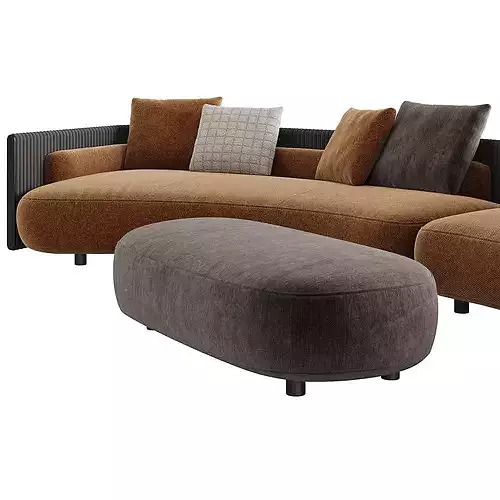 Bezier Cord Outdoor Sofa 3D model 2