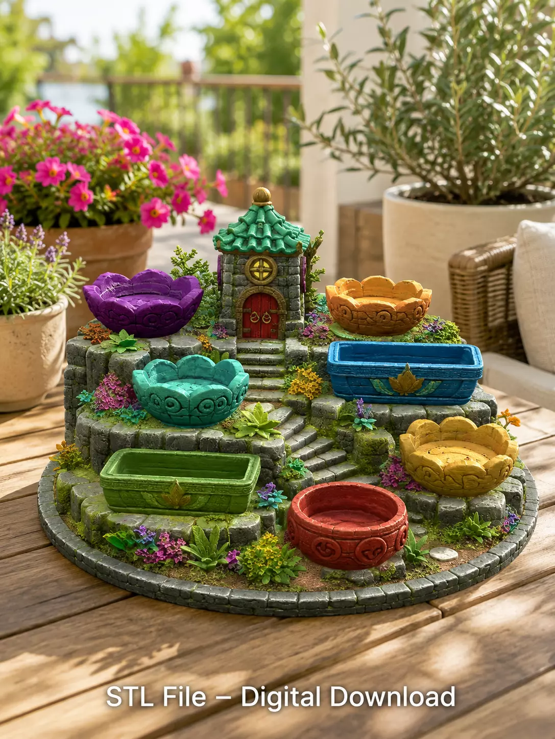 Fantasy Village Jewelry Organizer STL File for 3D Print 3D print model