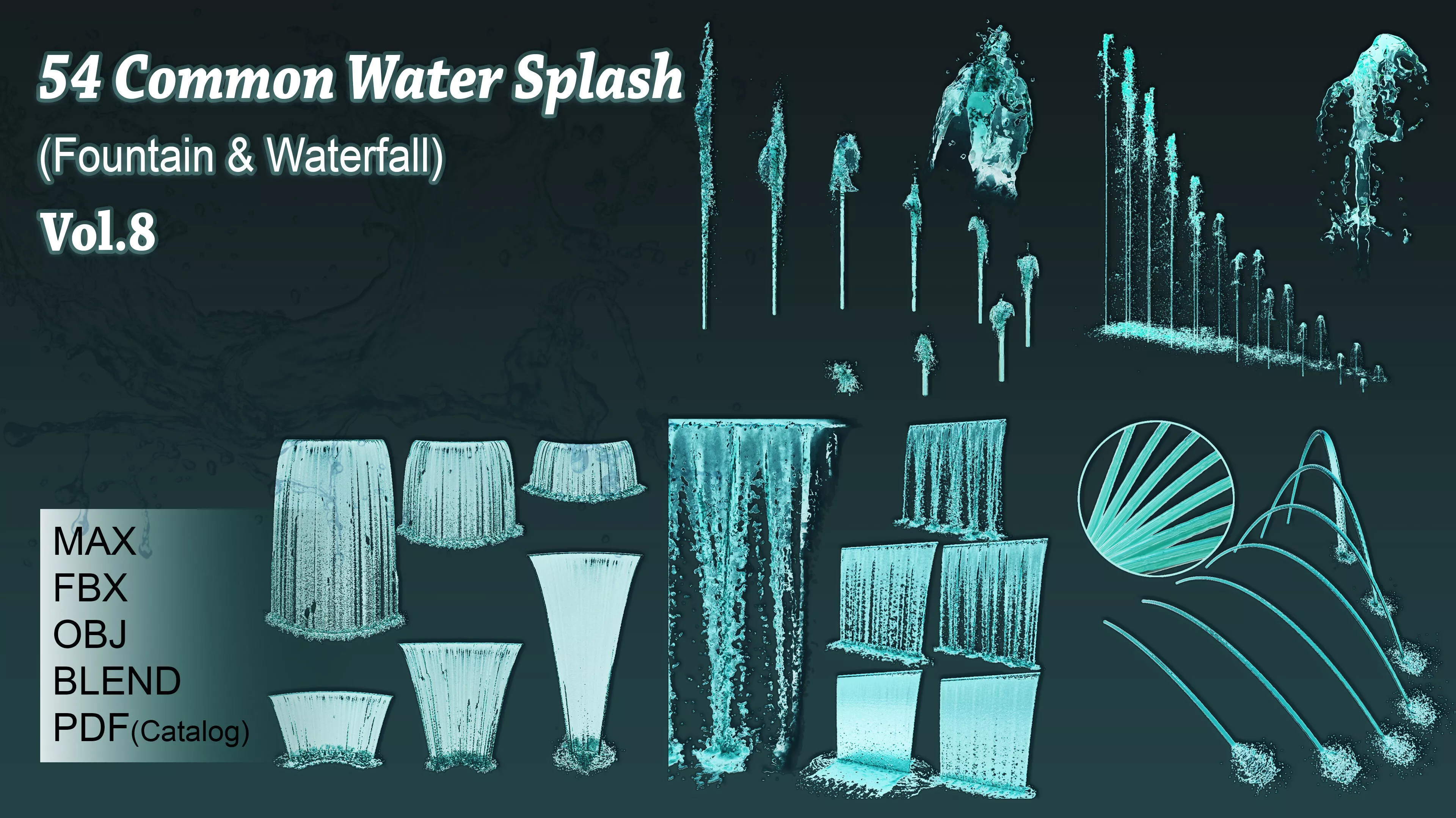 54 Common Fountain and Waterfall Vol 8 3D model
