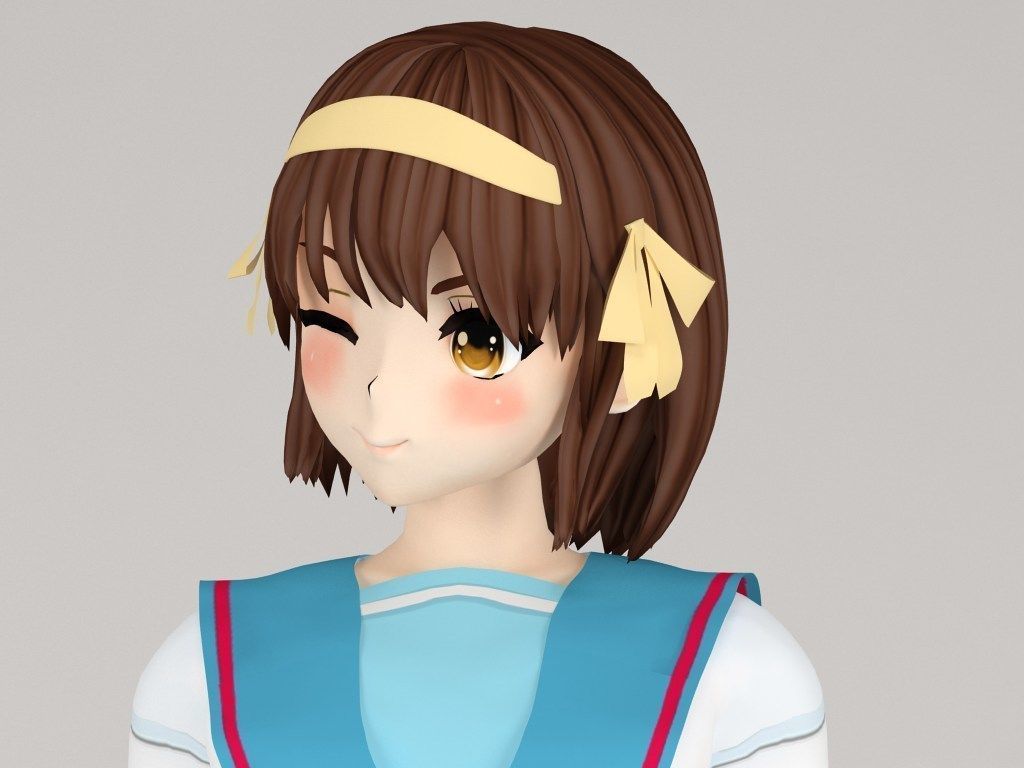 Haruhi anime girl pose 3 3D model_1