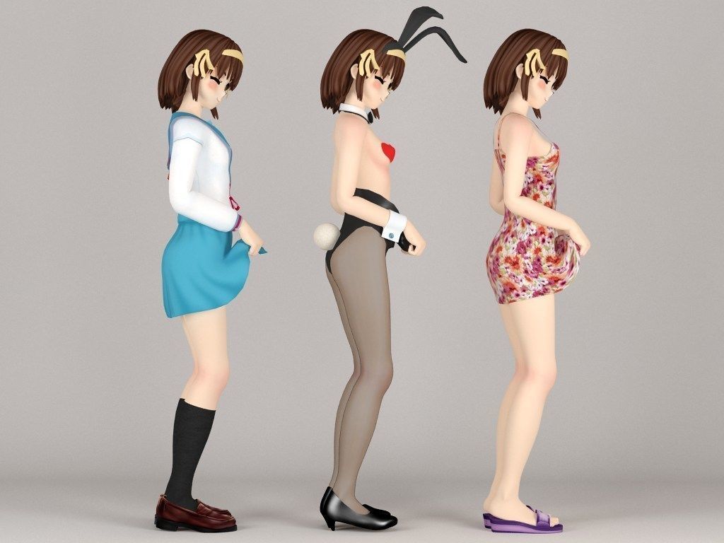 Haruhi anime girl pose 3 3D model_5