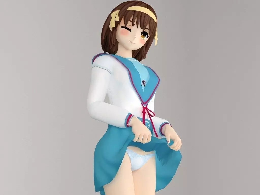 Haruhi anime girl pose 3 3D model_0