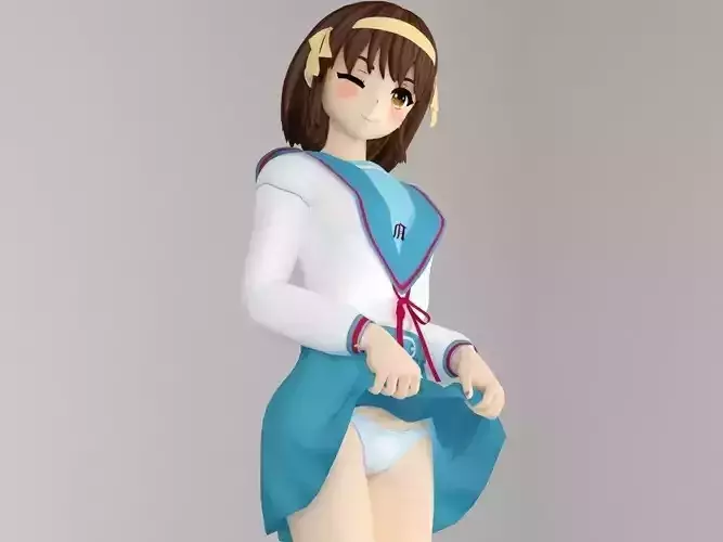 Haruhi anime girl pose 3 3D model Haruhi anime girl pose 3 3D model