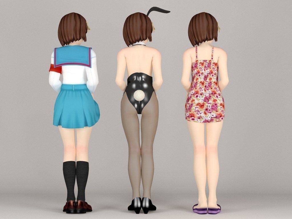 Haruhi anime girl pose 3 3D model_6