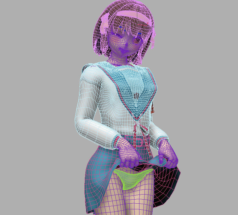 Haruhi anime girl pose 3 3D model_7