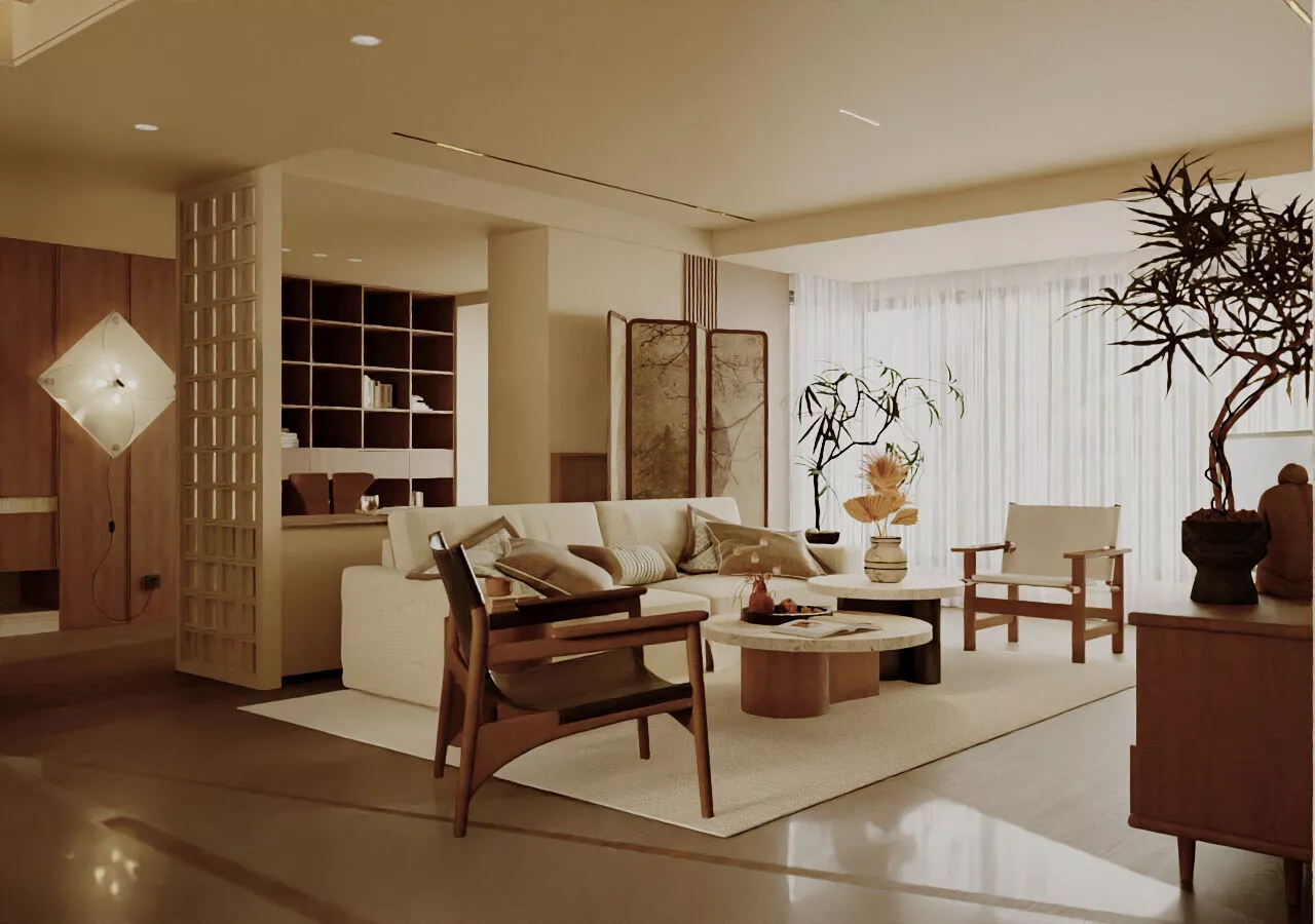 Wabi sabi Japanese Living Modern Japanese Living room 3D model