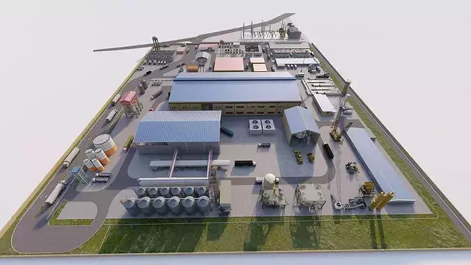 Industrial Factory-Factory building 3D model 2