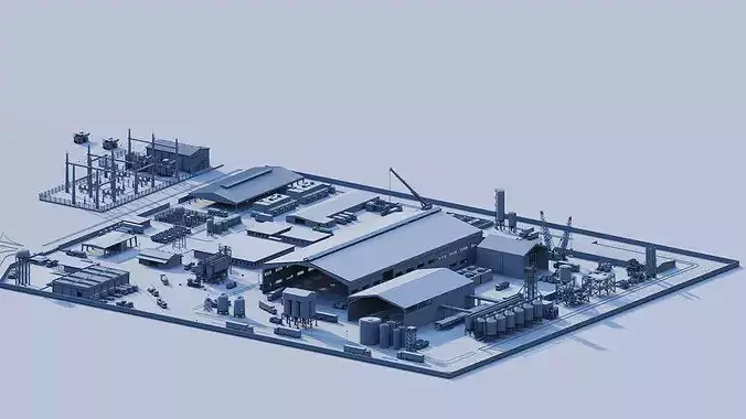 Industrial Factory-Factory building 3D model 7