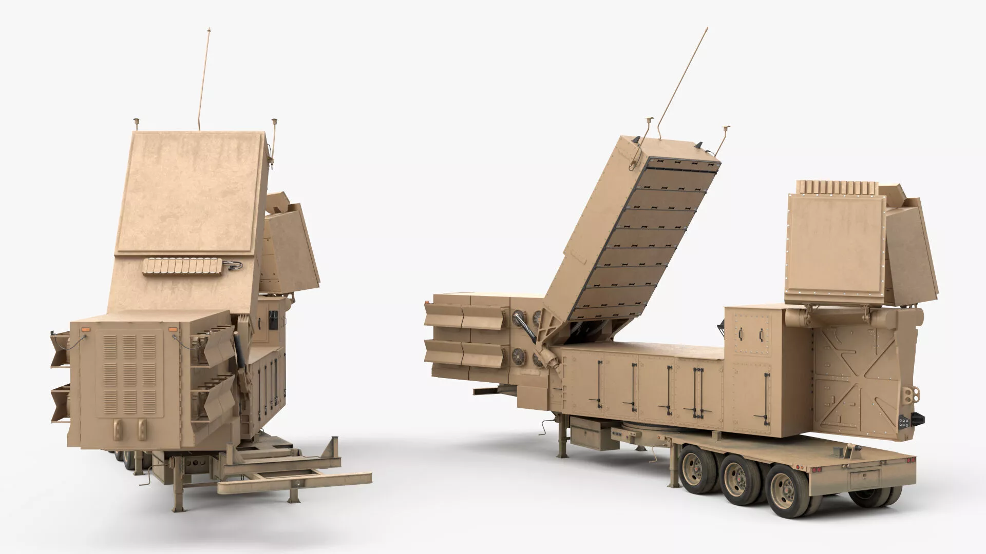 Used Tactical Radar Trailer Dusty Finish Rigged 3D model