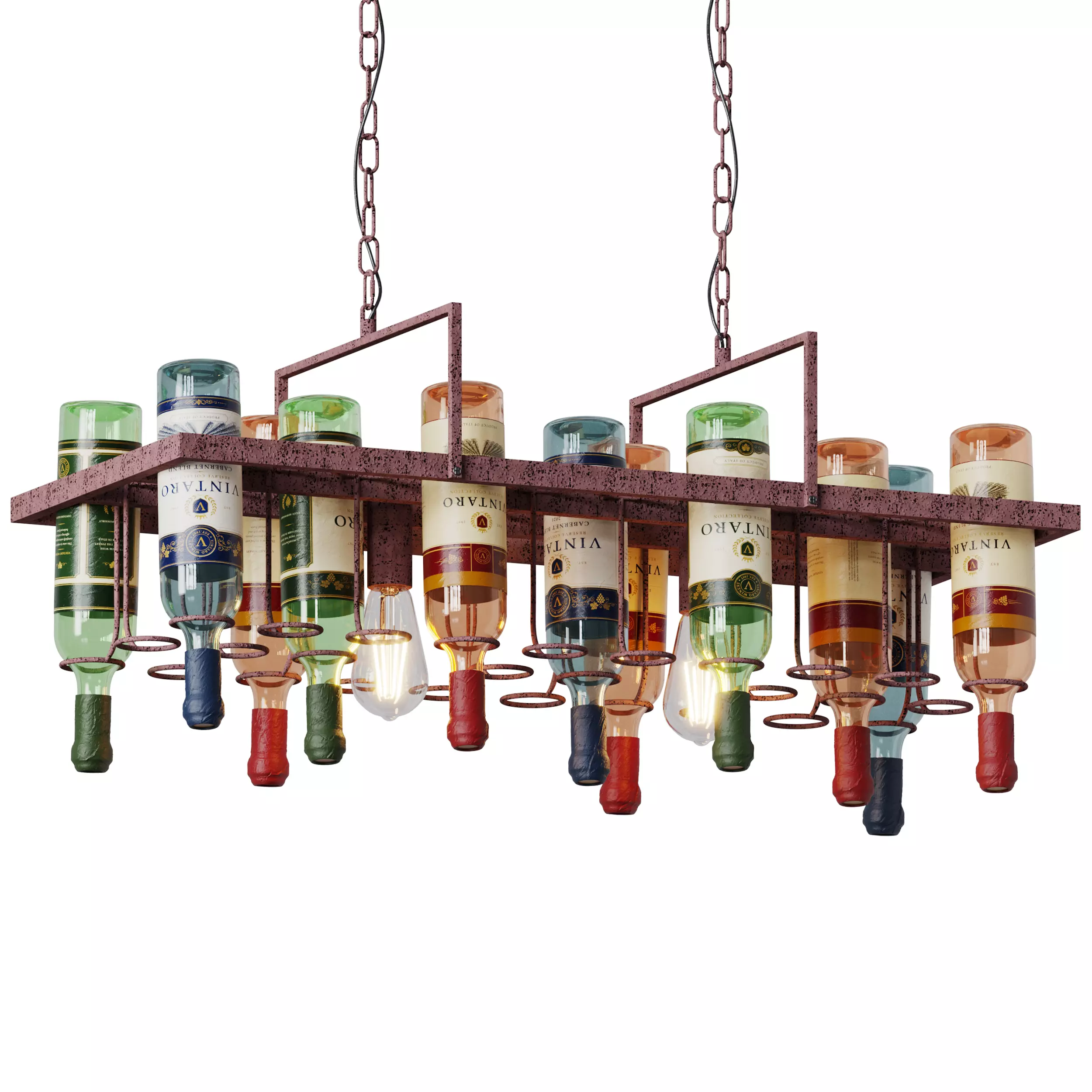 Wine Bottle Chandelier Pendant Lamp 3D model