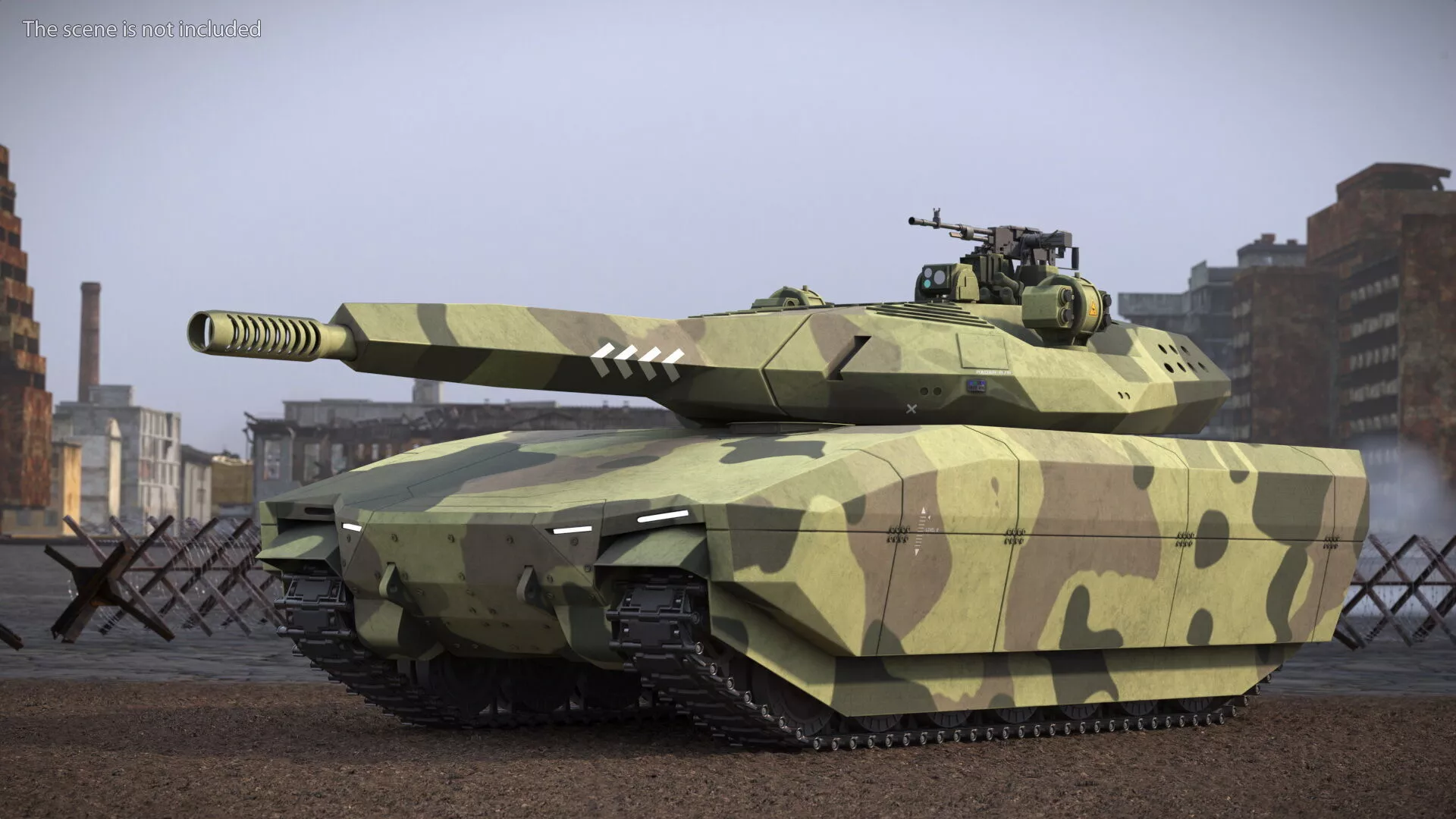Tactical Armored Fighting Tank Camouflage Green Rigged 3D model