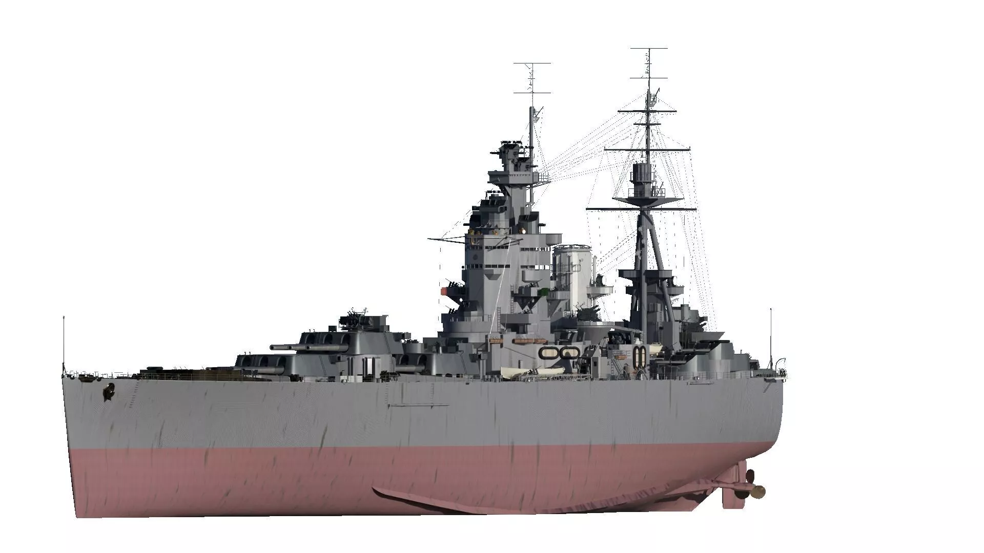 WW2 ROYAL NAVY BATTLESHIP BASED ON HMS NELSON CLASS 3D model
