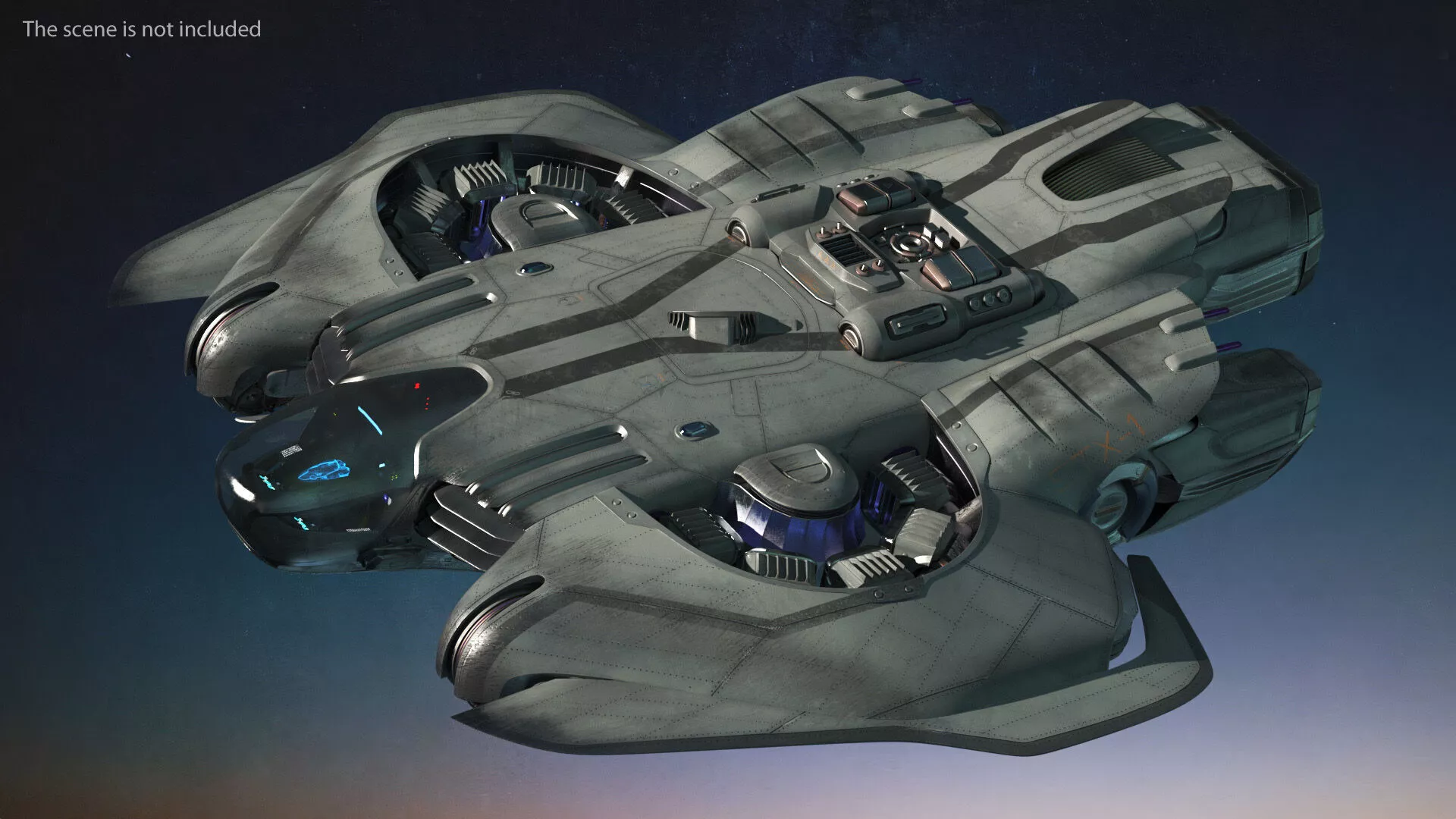Futuristic Spaceship Transporter Rigged for Cinema 4D 3D model