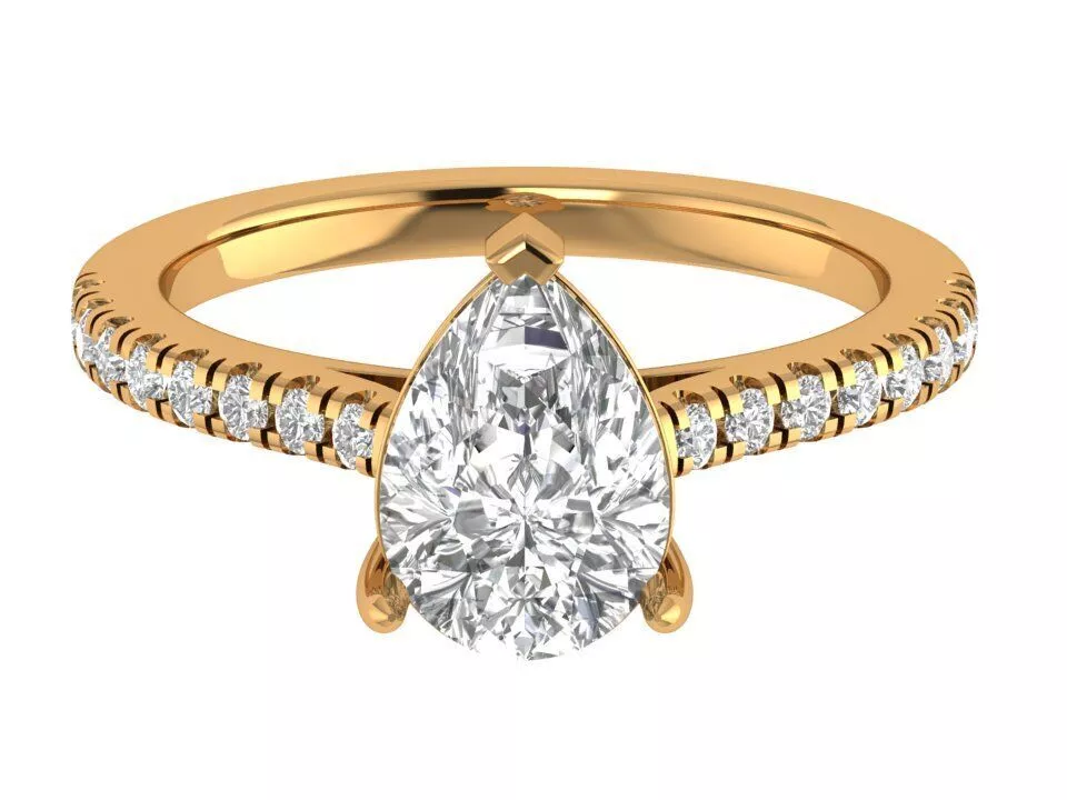 Pear Engagement Solitaire Ring 3D print model