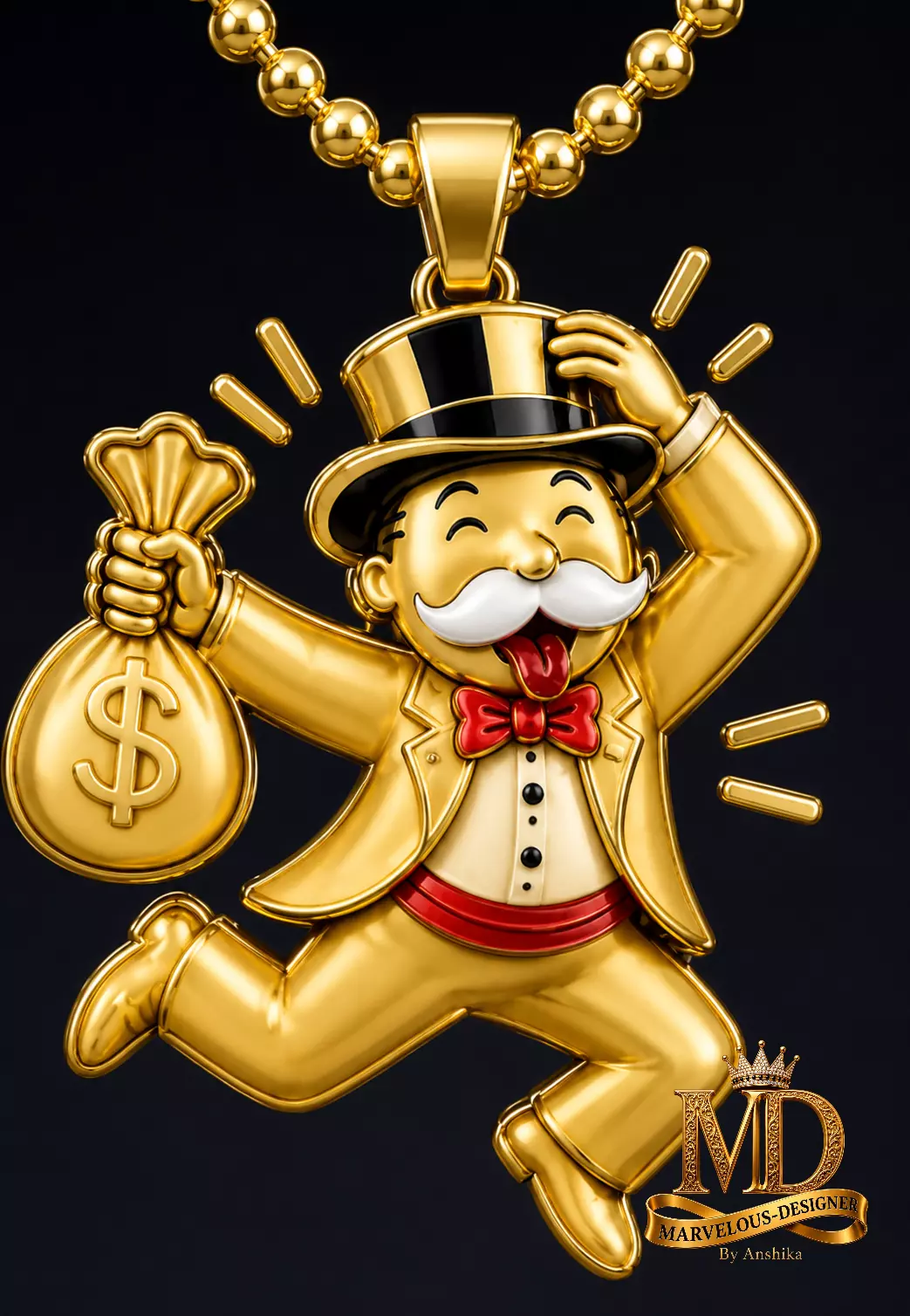 Monopoly Rich Man Money Bag Pendant 3D print model