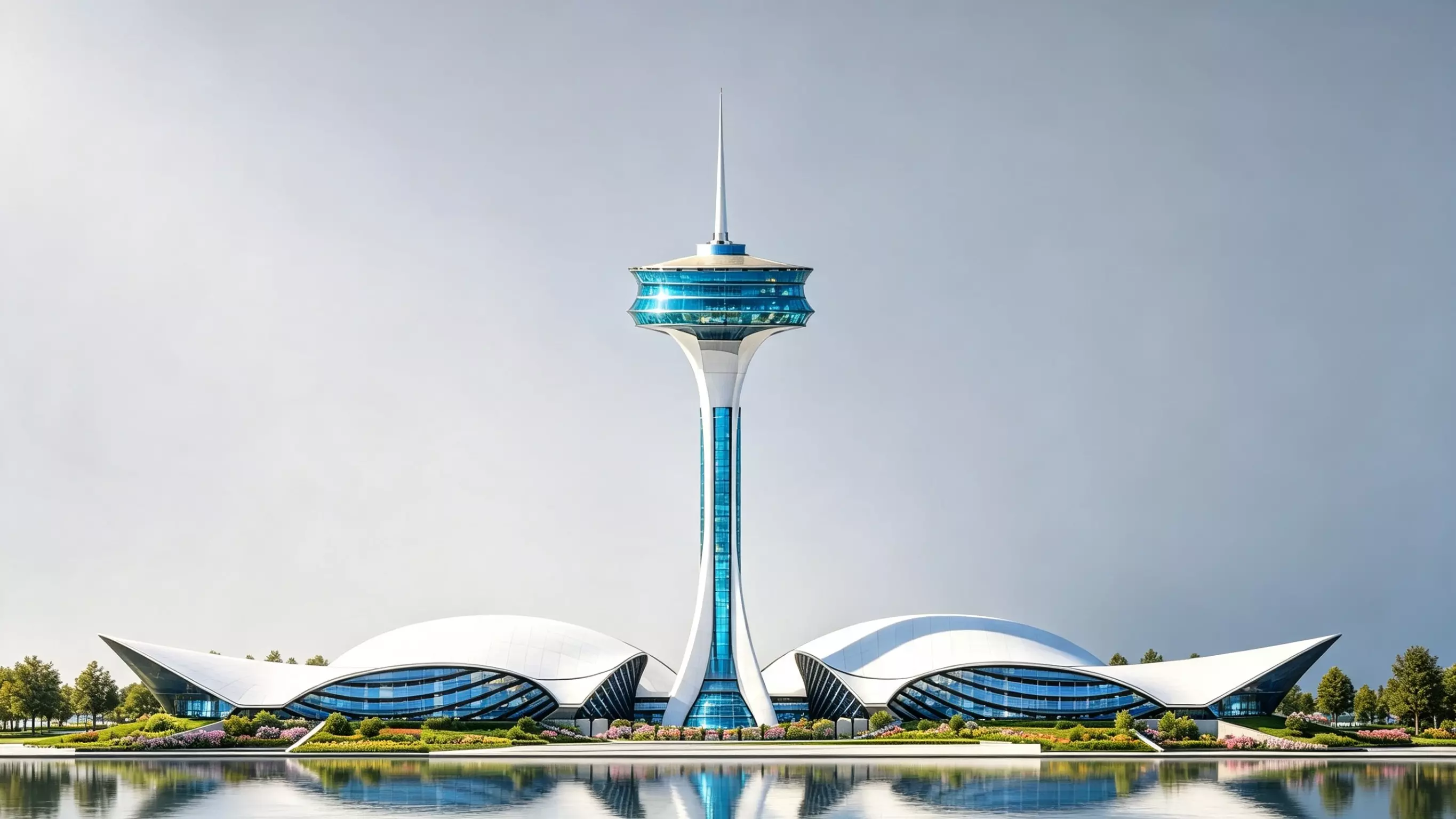 Modern Panoramic Restaurant Tower Realistic Landscaping 3D Modl Low-poly 3D model