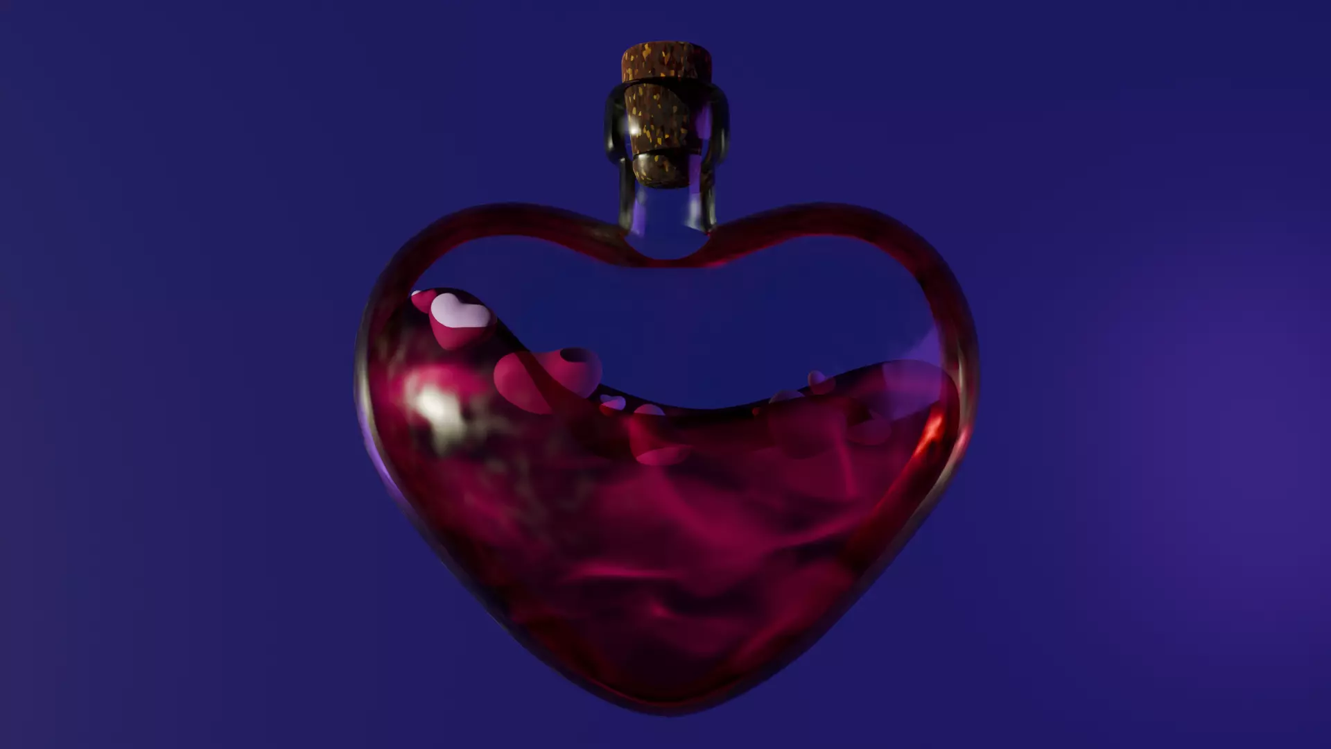 Pink Glittery Potion in a Heart Shaped Vial 3D print model