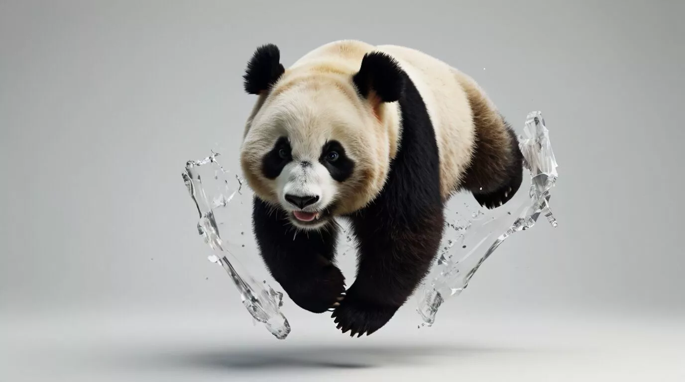 Jumping Low Poly Panda 3D Model - Geometric Animal Asset 3D print model