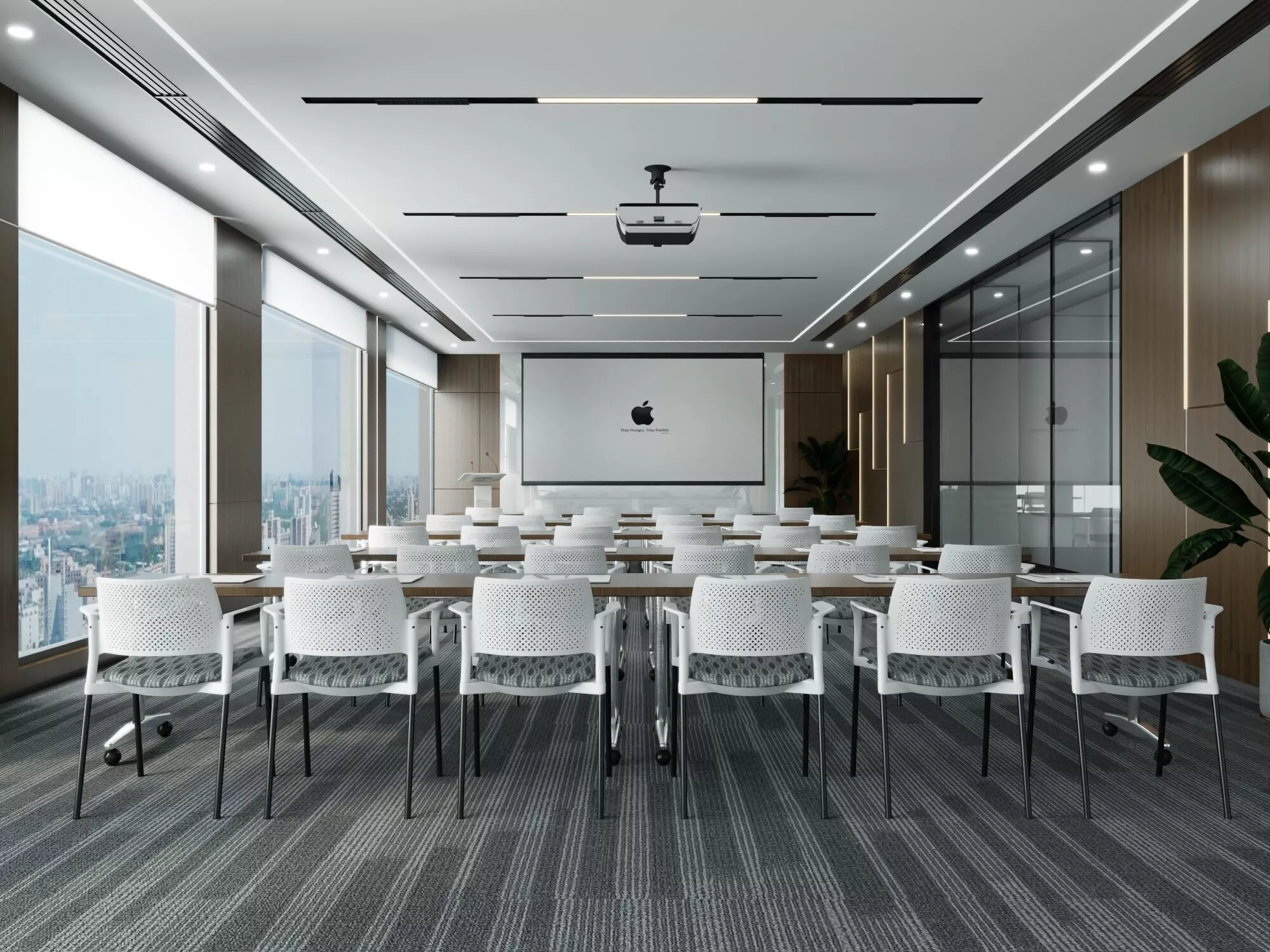 High-Rise Office Meeting Room Glass Partition Asset 3D model