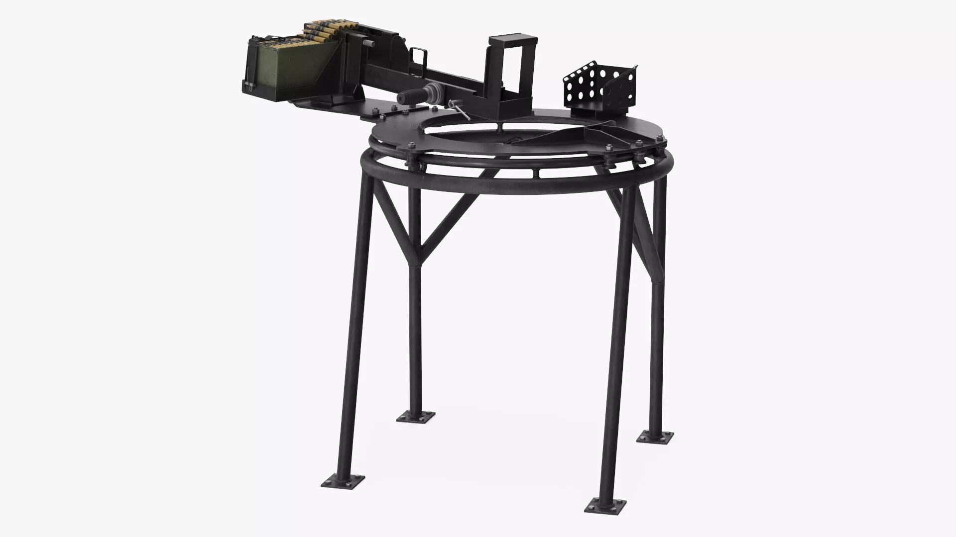 Vehicle Mounted Machine Gun Ring Mount Rigged for Maya 3D model