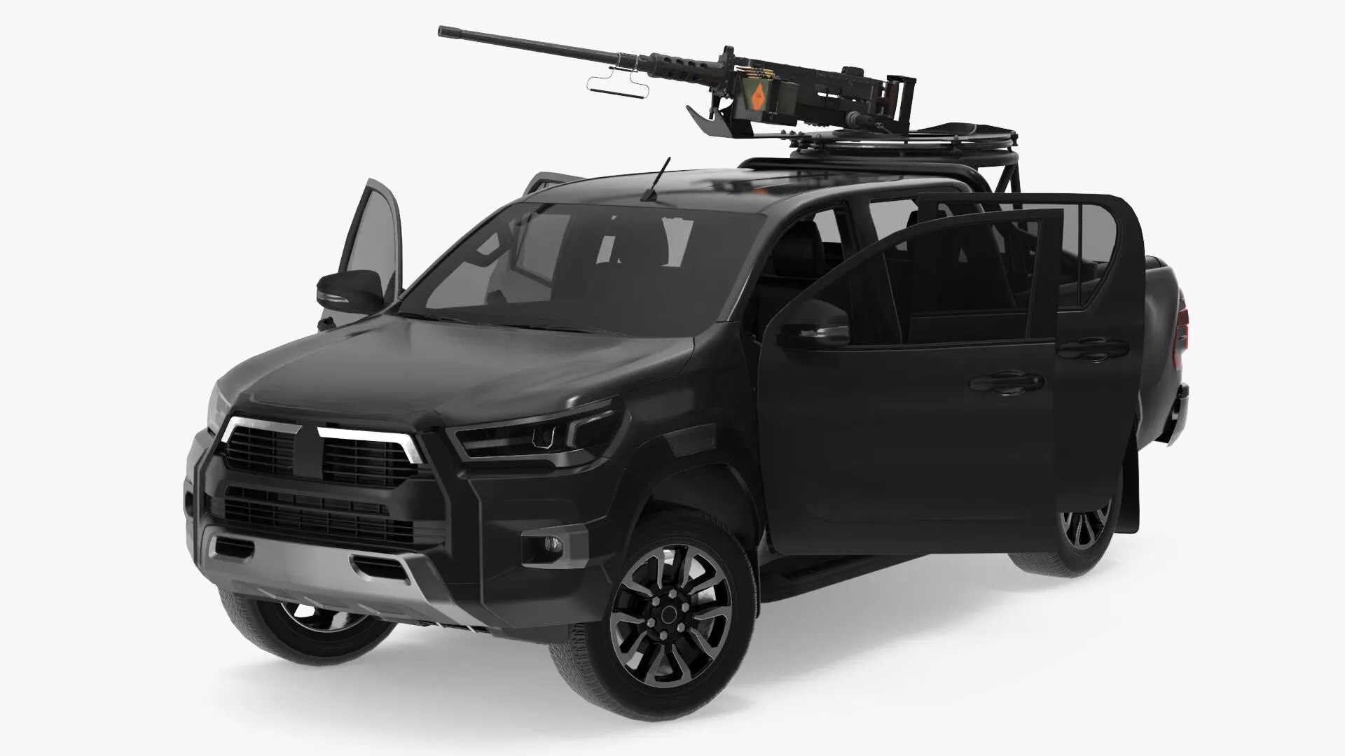 Combat Pickup Truck with Mounted Heavy Gun Rigged for Maya 3D model
