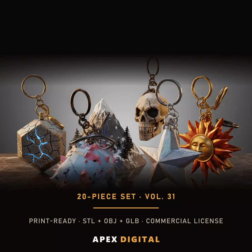 20-Piece Charm Symbol Keychain Collection Vol 31 - 3D Print STL 3D print model