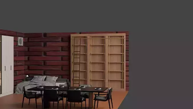 Modern Luxury Loft Interior Low-poly 3D model 6