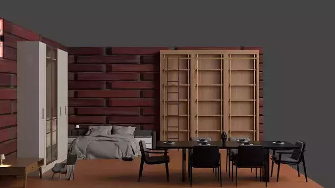 Modern Luxury Loft Interior Low-poly 3D model 3
