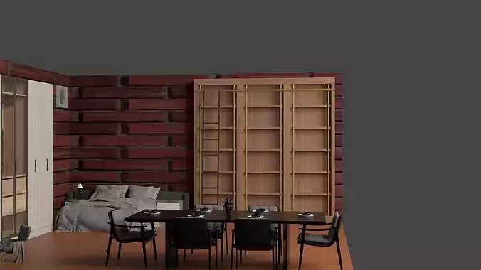 Modern Luxury Loft Interior Low-poly 3D model 5