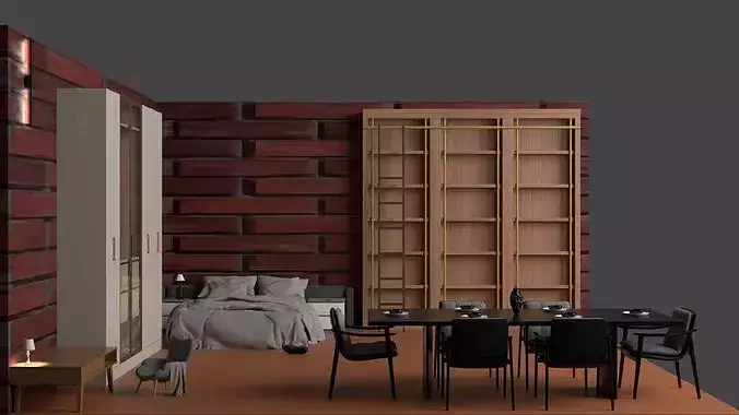 Modern Luxury Loft Interior Low-poly 3D model 2