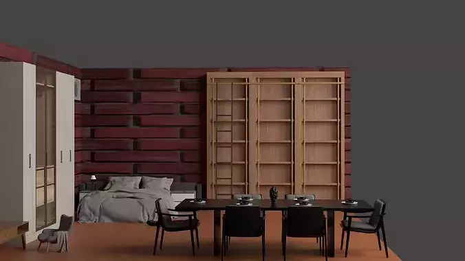 Modern Luxury Loft Interior Low-poly 3D model 4
