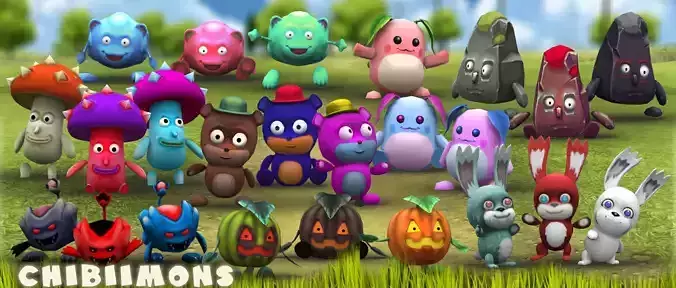 3DRT - Chibiimons Low-poly 3D model