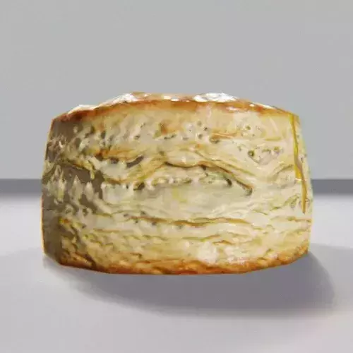 Fresh Buttermilk Biscuit with Butter and Honey Low-poly 3D model 2