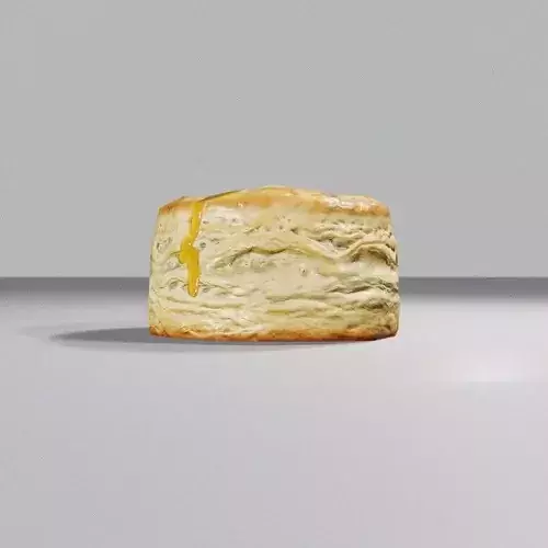 Fresh Buttermilk Biscuit with Butter and Honey Low-poly 3D model 4