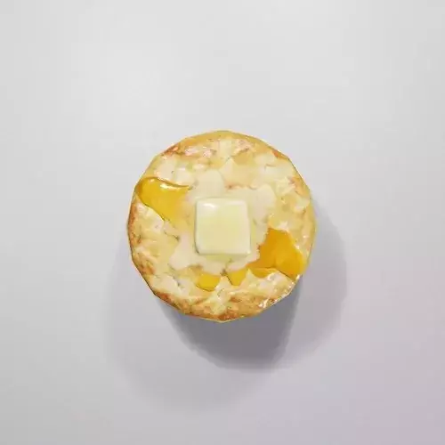 Fresh Buttermilk Biscuit with Butter and Honey Low-poly 3D model 3
