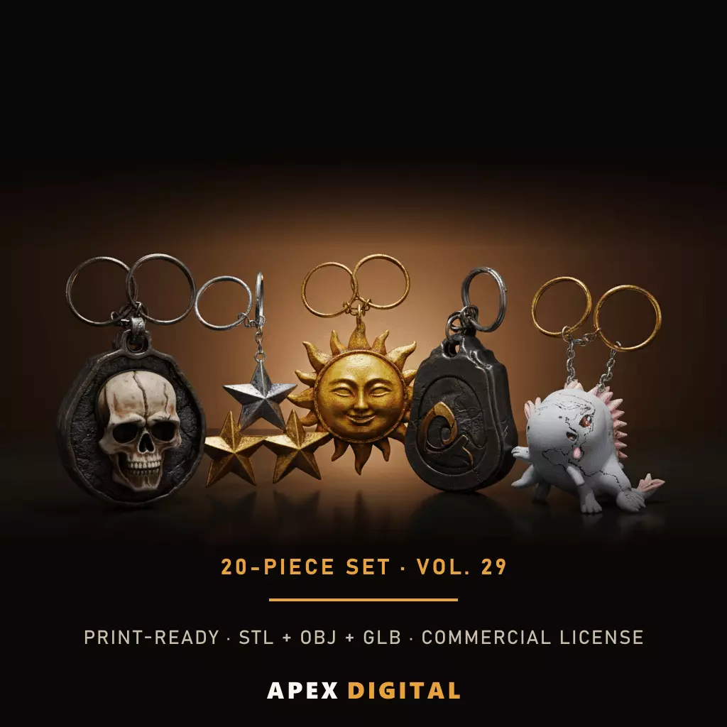 20-Piece Charm Symbol Keychain Collection Vol 29 - 3D Print STL 3D print model