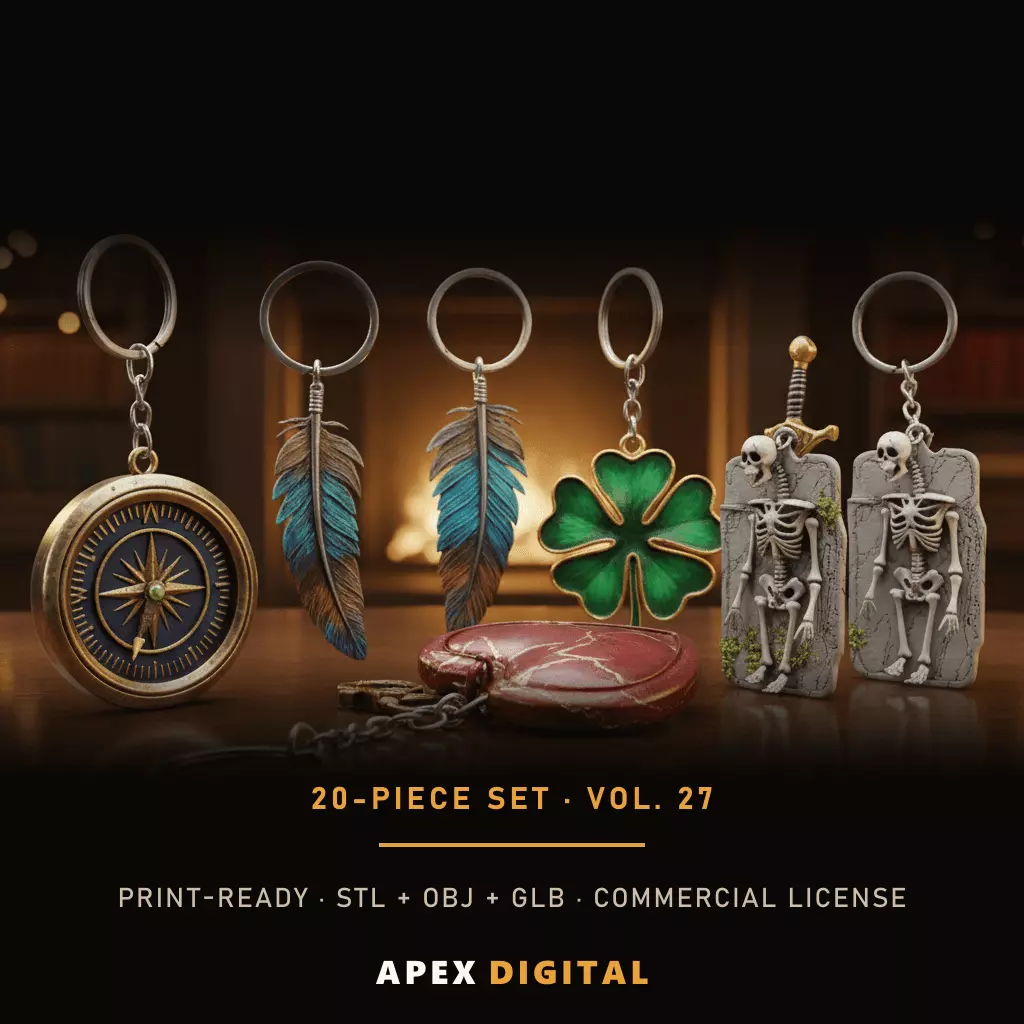 20-Piece Charm Symbol Keychain Collection Vol 27 - 3D Print STL 3D print model