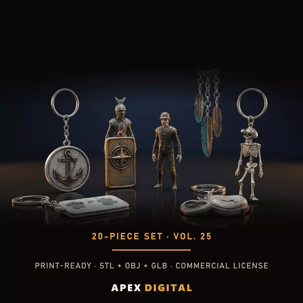 20-Piece Charm Symbol Keychain Collection Vol 25 - 3D Print STL 3D print model