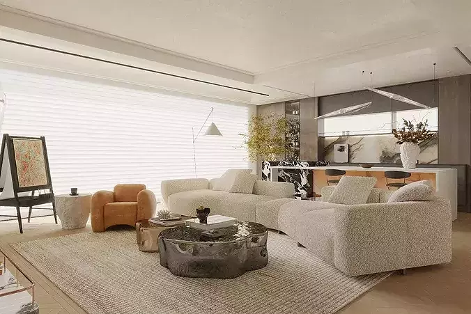 Italian style living room 3D model 2