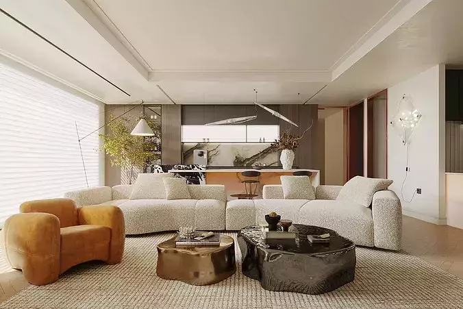 Italian style living room 3D model 3