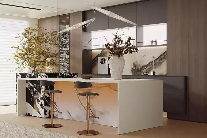 Italian style living room 3D model 5